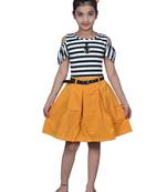 Yellow plain blended cotton kids-frocks