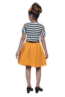 Yellow plain blended cotton kids-frocks 4
