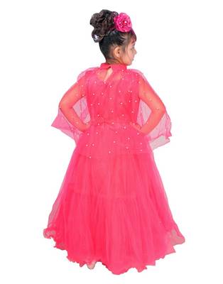 Orange plain net kids-girl-gowns 4