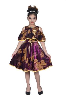 Purple plain net kids-frocks 1