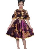 Purple plain net kids-frocks