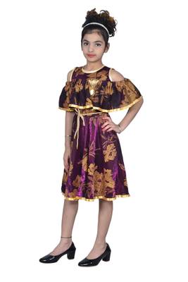Purple plain net kids-frocks 2