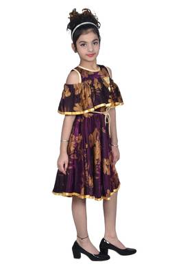 Purple plain net kids-frocks 3