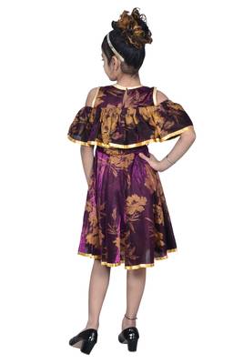 Purple plain net kids-frocks 4