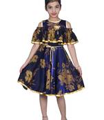 Blue plain net kids-frocks