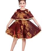Maroon plain net kids-frocks