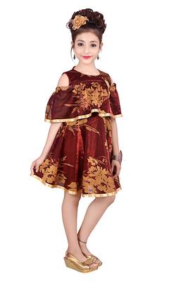Maroon plain net kids-frocks 2