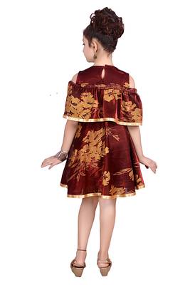 Maroon plain net kids-frocks 4