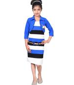 Blue plain blended cotton kids-tops