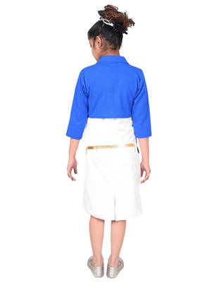 Blue plain blended cotton kids-tops 4