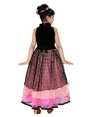 Multicolor plain net kids-frocks 3
