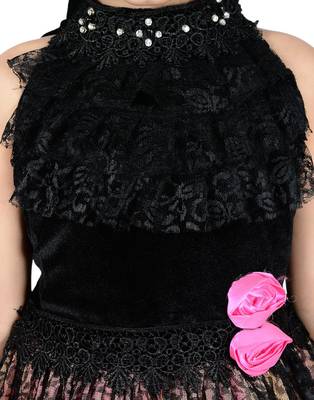 Multicolor plain net kids-frocks 4