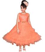 Copper plain net kids-frocks