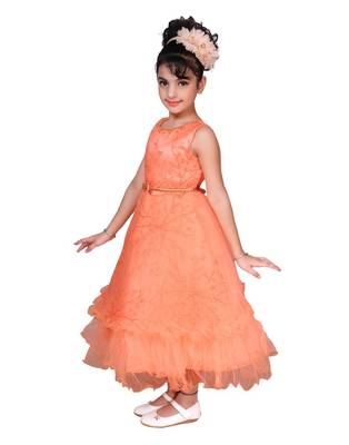 Copper plain net kids-frocks 2