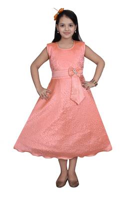 Copper plain blended cotton
 kids-frocks 1