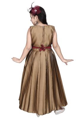 Gold embroidered silk kids-girl-gowns 4