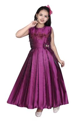 Purple embroidered silk kids-girl-gowns 1
