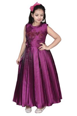 Purple embroidered silk kids-girl-gowns 3