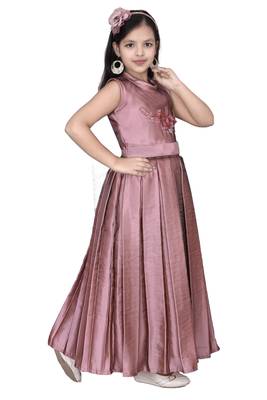Copper embroidered silk kids-girl-gowns 2