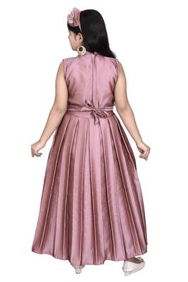 Copper embroidered silk kids-girl-gowns 4