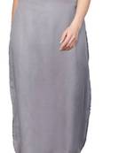 Grey plain cotton long-kurtis