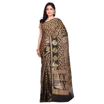 Blue hand woven banarasi saree with blouse 1