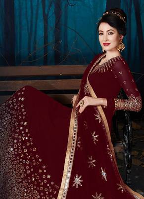 Maroon Georgette Anarkali Salwar Kameez 2