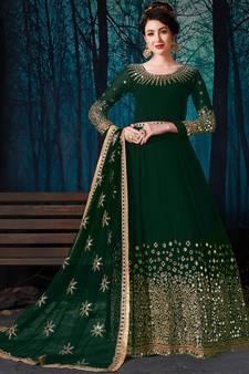 Green Georgette Anarkali Salwar Kameez
