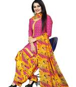 Pink Crepe Printed Unstitched Salwar Suit Dress Material