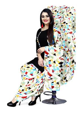 Kimisha Women's Black Crepe Printed Unstitched Salwar Suit Dress Material 1