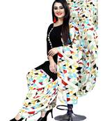 Kimisha Women's Black Crepe Printed Unstitched Salwar Suit Dress Material