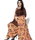 Women'S Brown Crepe Printed Unstitched Salwar Suit Dress Material