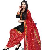Kimisha Women's Black Crepe Printed Unstitched Salwar Suit Dress Material