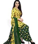 Kimisha Women's Yellow Crepe Printed Unstitched Salwar Suit Dress Material