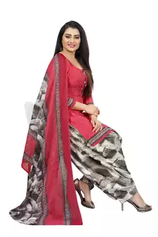 Kimisha Women's Carrot Pink Crepe Printed Unstitched Salwar Suit Dress Material