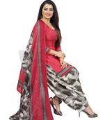 Kimisha Women's Carrot Pink Crepe Printed Unstitched Salwar Suit Dress Material