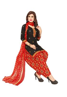 Kimisha Women's Black Crepe Printed Unstitched Salwar Suit Dress Material 1