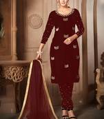 Maroon Velvet Punjabi Suits