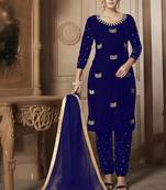 Blue Velvet Punjabi Suits
