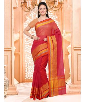 Pink Plain linen saree with blouse with blouse 1