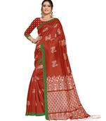 Brown plain art silk saree with blouse with blouse