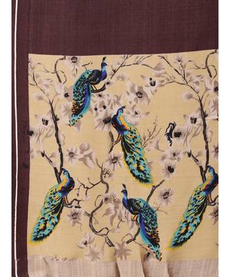 Brown plain Crepe saree with blouse with blouse 3