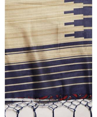 blue Printed art silk saree with blouse with blouse 3