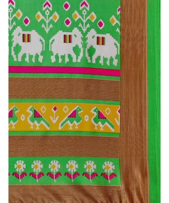 Pink Printed art silk saree with blouse with blouse 3