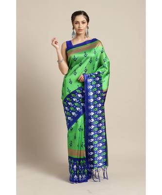 multicolor Printed art silk saree with blouse with blouse 1