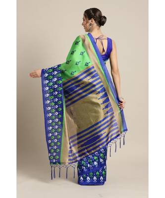 multicolor Printed art silk saree with blouse with blouse 2