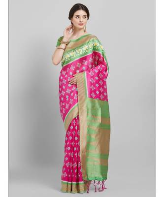 multicolor Printed art silk saree with blouse with blouse 1
