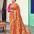 Orange embroidered art silk saree with blouse