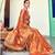Orange embroidered art silk saree with blouse