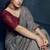 Grey embroidered silk saree with blouse